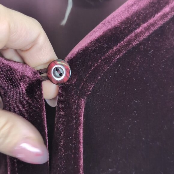 048 Vintage Purple Long  velvet cardigan - Picture 4 of 7